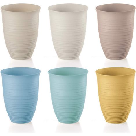 Set de 6 Verres Hauts, Gobelet en Plastique Recyclé Multicolore 9,8xh12,4 cm 520ml (1/4)