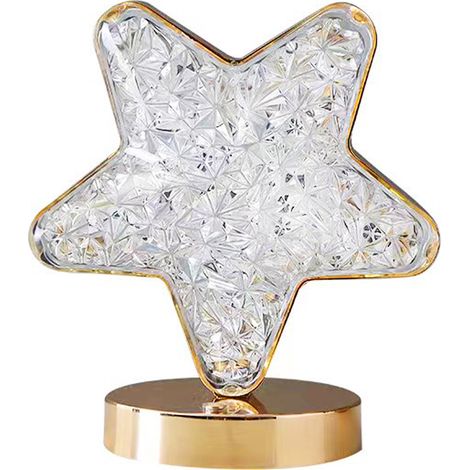 Lampe d'appoint [Boileau] Modèle Éclat Lunaire, Acrylique Doré 10x18cm, Lumière Douce LED USB pour Déco Noël (1/5)