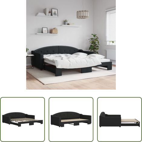 vidaXL Sofa-Bett - Tagesbett Ausziehbar Schwarz 100x200 cm Stoff (1/5)