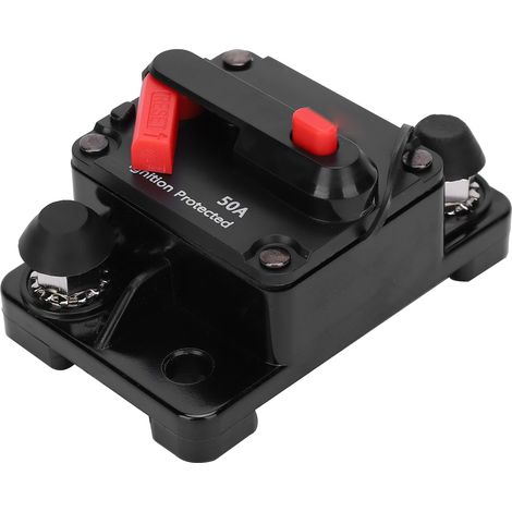 Disjoncteur à réarmement automatique, porte-fusible en cuivre étanche, interrupteur automatique rouge, 12-42 V CC, 50 A (1/5)