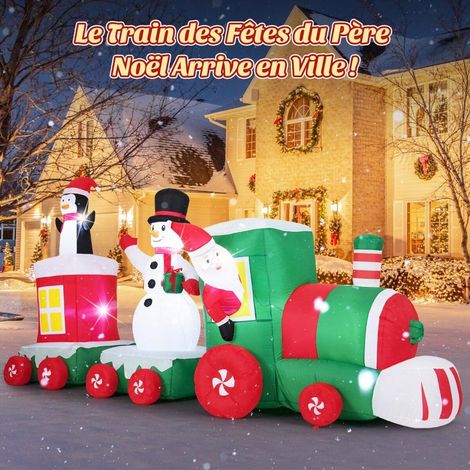 7 LED, train de Noël gonflable pour décoration extérieure, gonflage rapide et bonne stabilité (1/5)