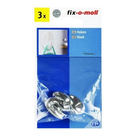 Fix-o-moll Ganchos para Cocina 1 gancho plateado de 54x32 mm - Fix-o-moll