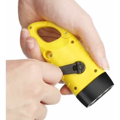 Lampe torche LED d'urgence rechargeable à énergie solaire avec dynamo et mousqueton, idéale pour la randonnée, les voyages, le camping et l'escalade. Couleur : jaune - AquaForge (1/5)