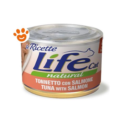 Life Cat Natural "Le Ricette" Tonnetto con Salmone - Life Cat Natural "Le Ricette" Tonnetto con Salmone - Lattina da 150 gr