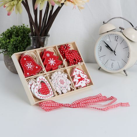 24-teiliges Set wunderschöner Weihnachts-Hängeornamente für Zuhause, Weihnachtsbaumschmuck, Deko-Accessoires, Geschenk (1/5)