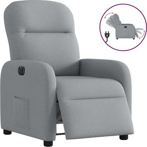 Fauteuil inclinable électrique en tissu gris clair (1/5)