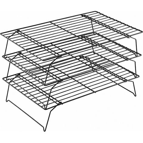 Grille de refroidissement empilable à 3 niveaux, présentoir à gâteaux antiadhésif, grille de cuisson