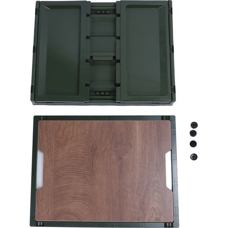 Coffre de rangement pliable pour le camping avec couvercles, polyvalent, empilable, mobile et portable grâce à ses roulettes. Vert olive, grand format 52 L. (1/5)