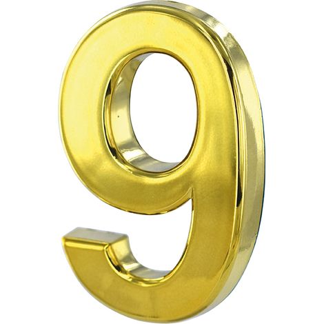 Chiffre 9 doré adhésif, ABS, H.50mm - THIRARD
