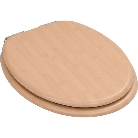 Abattant WC Siège de Toilette MDF Fermeture en Douceur Aspect Bambou Clair 43,7 x 37,8 cm (1/5)