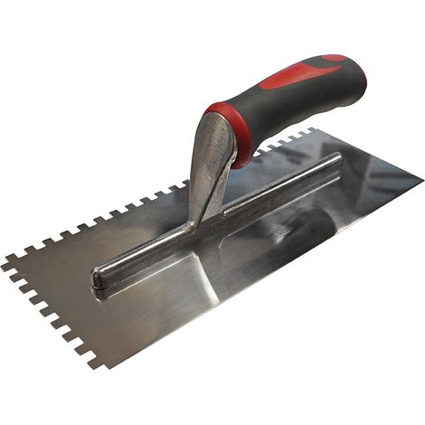 Faithfull 6mm Notched Trowel with Serrated Edge, 11 x 4.1/2 inches, Stainless Steel Blade, Soft-Grip Handle