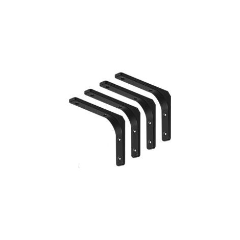 Support d'étagère murale, support en métal noir mat, support d'étagère en métal pour décoration de cuisine, support robuste, 100 mm 100 mm, paquet de 4 - Crezuo (1/4)