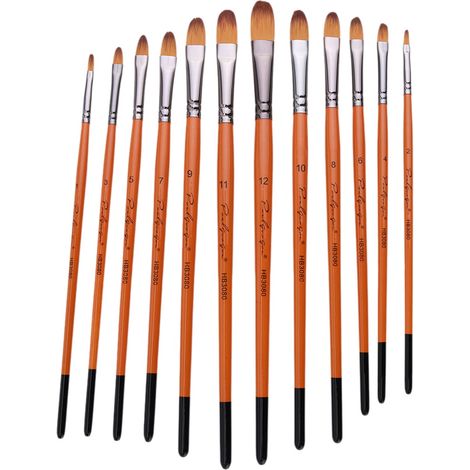 Kit de 12 pinceaux à dessiner avec poils en nylon pour peinture acrylique, aquarelle, gouache, peinture sur le visage, fournitures de dessin artistique pour étudiants peintres – Filbert (1/5)