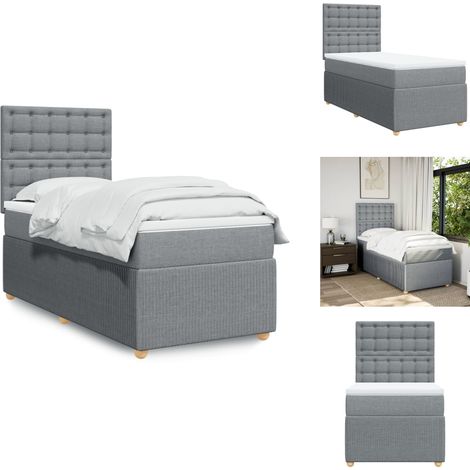 Sommier à lattes de lit avec matelas gris clair 80x200 cm tissu - Sommier À Lattes De Lit - Sommiers À Lattes De Lit - Lit - Meuble De Chambre À Coucher (1/5)