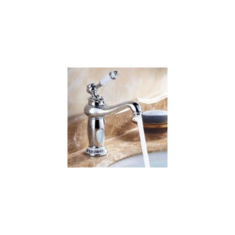 Robinet de lavabo rétro en cuivre et céramique, robinet vintage de style ancien, double usage eau chaude et froide, décoration de remplacement pour cuisines et salles de bains, argent
