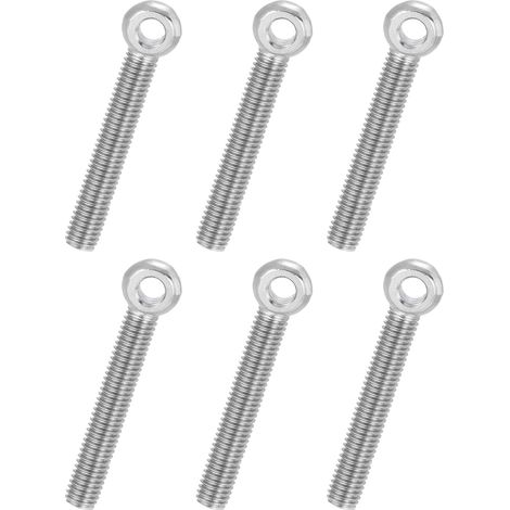 piezas de cáncamos M8x65 mm, argollas de elevación para columpios de hombro, tornillo de acero inoxidable 304, rosca métrica con orificio deslizante de media ranura, color plata.