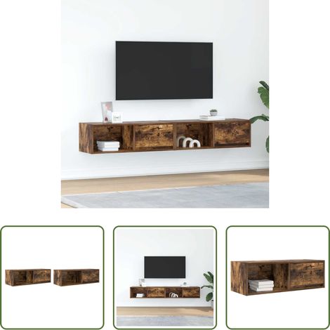 Holzschrank - TV-Schränke 2 Stk. Räuchereiche 80x31x25,5 cm Holzwerkstoff (1/5)