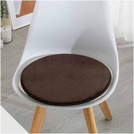 Set de 4 coussins de chaise ronds de 33 cm – mousse à mémoire de forme 1,5 cm – tissu en flanelle lavable – antidérapant pour chaises de bureau et de salle à manger (1/5)