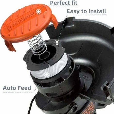 Bobine fil coupe-bordure - - Compatible Black & Decker (Pack 10) - 1,65 mm - Auto‑alimentation centrifuge - Nylon renforcé (1/4)