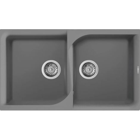 Lavello Elleci Incasso 2 vasche 86x50 Ego 450 Metaltek Grigio Titanium LME45073