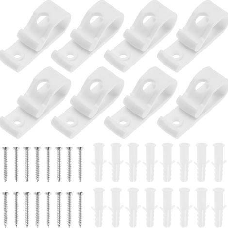 Crochet de positionnement blanc à double trou avec crochet de positionnement à un trou de 5 cm et crochet de fixation en caoutchouc fileté pour cordon de rideau et tringle. (1/5)