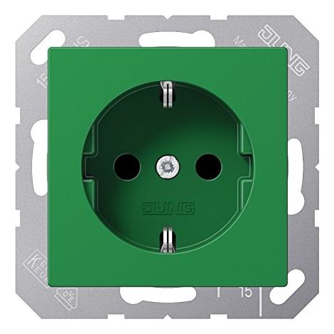 JUNG A 1520 BFKI BASE GN CEE 7/3 TERMOPLÁSTICO VERDE 250 V 16 A 55 MM
