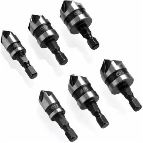 6 Pcs Chanfrein à manche hexagonal,Fraise à Fraiser à 90 °, Ø 6-19 Mm Fraise à Fraiser pour MéTal, Bois (1/5)