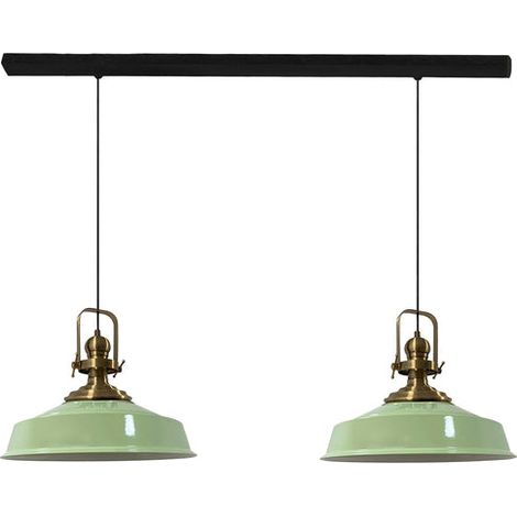 Industrielle Doppel-Pendelleuchte aus Handbemaltem Minzgrün Metall – Vintage-Kronleuchter E27 Ø41 cm für Wohnzimmer, Schlafzimmer oder Esszimmer (1/5)