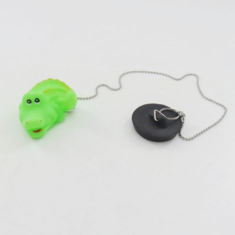Bouchon en caoutchouc pour toilettes/salle de bain, lavabo, piscine, baignoire, couvercle de bonde, figurine crocodile en PVC (1/5)