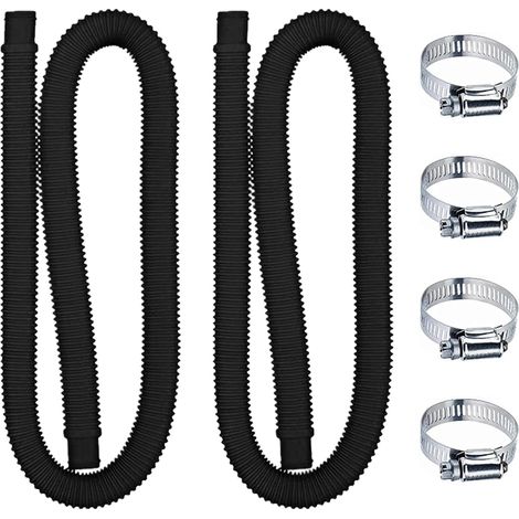 APEX Tuyau de piscine en deux sections, tuyau de remplacement pour piscine, pompe de filtration avec 4 colliers métalliques, tuyau de remplacement pour piscine enterrée (1,5 mètre).