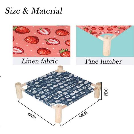 Elevated Pet Bed, Portable Elevated Camping Bed, Cat Bed, Summer Bed, Washable Breathable Mesh, Wooden Non Slip Cat Bed (1/4)