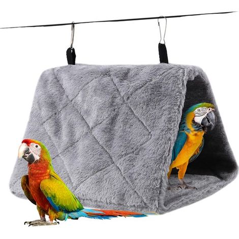Cama nido de pájaro cálida de invierno, Nido colgante para pájaros, Percha para jaula de pájaros, cacatúas, agapornis y cacatúas, Gris (1/5)