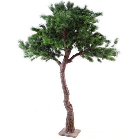Pin arbre factice H280cm Tronc fibre verre Feuille PE L230cm platine