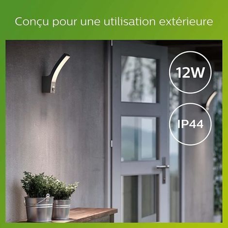 Philips myGarden - Applique d'extérieur LED 24x8 cm, 4000 K, 12 W, avec détecteur, anthracite 929003188801 (1/4)