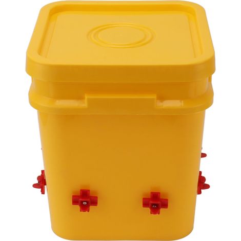 Abreuvoir automatique pour poulets avec réservoir portatif de 12 L, équipement d'abreuvement pour volailles (seau pour oies et canards) + abreuvoir à quatre coins + vis noires (1/5)