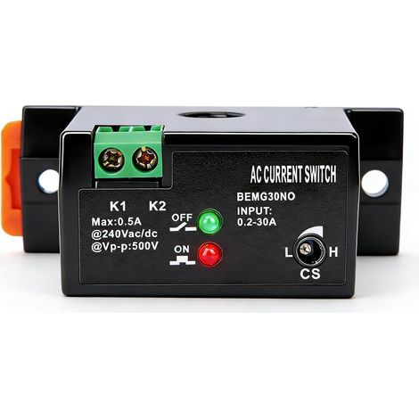 Interrupteur de Détection de Courant, Commutateur de Mesure de Courant AC, 0.2-30A Normalement Ouvert, avec Lampe Témoin, pour Équipement Industriel Automatisé (1/5)