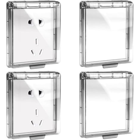 (noir)Caches prises, Lot de 4 cache interrupteurs, cache prises, protecteurs de prises étanches autocollants ultra minces pour salle de bain maison et extérieur