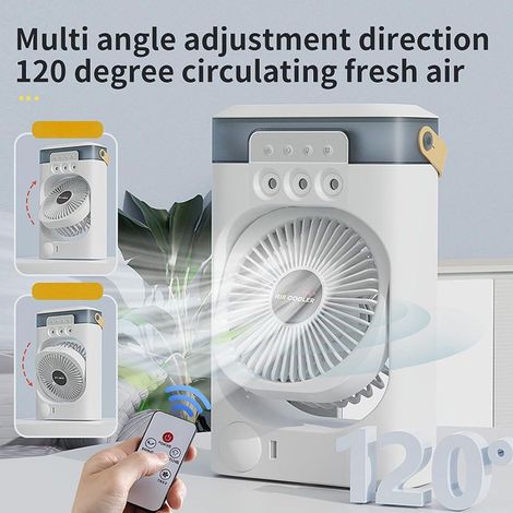 Tragbare Klimaanlage ohne Abluft, 3-stufiger Luftumwälzer mit Befeuchtungsfunktion, 7-farbiges LED-Nachtlicht, leiser Betrieb (1/5)