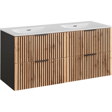 Mobile bagno doppio lavabo Gaia marrone e nero 120cm (1/5)