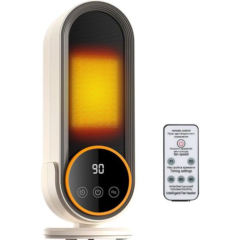Radiateur D'appoint 1200W, Chauffage Céramique PTC, Chauffage Rapide 3s, Minuterie 30/60/90 Minutes,Radiateur Soufflant avec Télécommande,Protection Anti-surchauffe et Anti-basculement (1/5)