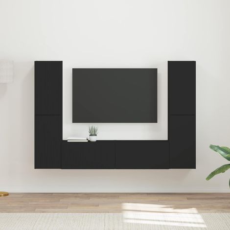 TV-Schrankset 6 pcs Schwarz Holzwerkstoff