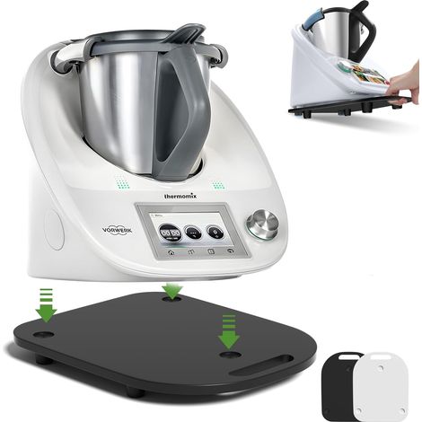 Tabla deslizante de acrílico mate para Thermomix TM6 y TM5: deslizador para facilitar el movimiento, accesorio para procesador de alimentos Thermomix, movimiento rápido (negro) (1/5)