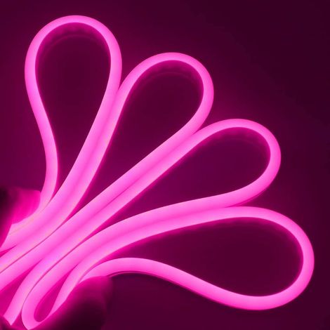 Bande LED néon flexible 5m avec 120 lumières LED pour intérieur et extérieur  Couleur: Rose