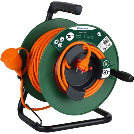 Prolunga Giardino con Avvolgicavo 30 mt Spina e Presa Europea 2 Poli Adatta per Elettrodomestici da Giardinaggio, con Platin Fix, Sezione Cavo 2x1,5 (1/5)