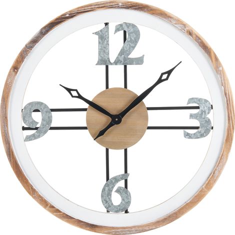 Reloj de pared decorativo con números romanos estilo rústico de MDF y hierro marrón claro Mesillas (1/5)