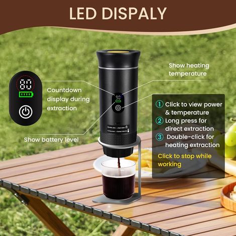 Mini macchina da caffè elettrica portatile a capsule, compatibile con capsule e caffè macinato, riscaldamento istantaneo, ideale per campeggio, auto e viaggi, colore nero.