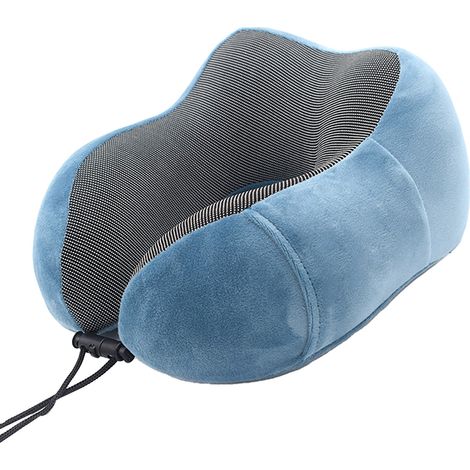 Oreiller cervical en mousse à mémoire de forme en forme de U avec rangement magnétique (Jaune Paon Bleu) (1/5)