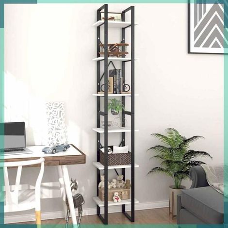 Bibliothèque - 806497 - 40 x 30 x 210 cm - Blanc - Bois d'ingénierie & métal (1/5)