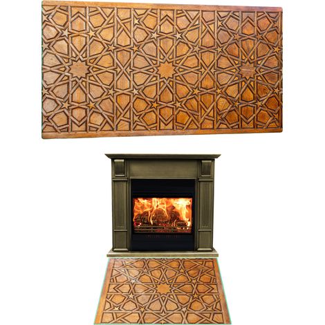 CHIMENEA DE CRISTAL TEMPLADO. DIMENSIONES DE LA BASE: 80x52cm. MOSAICO GRÁFICO. (1/5)