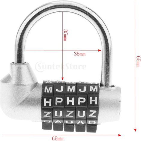 Cadenas à Combinaison De Lettres En Alliage De Zinc à 5 Chiffres Cadenas Code Mot De Passe Verrouillage Argent (1/5)